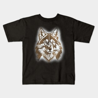 Majestic Wolf Face - Brown & White version Kids T-Shirt